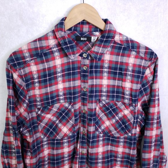 BDG Urban Outfitters Women's M Plaid Flannel Long Sleeve Button Up Shirt Top - Picture 4 of 6